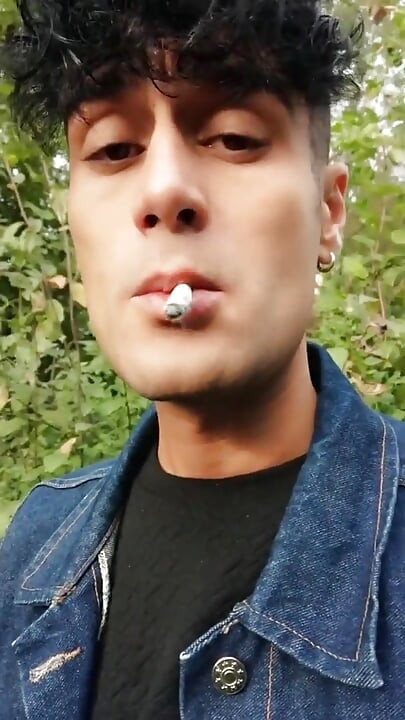 Smoking Cigarette, Moaning, Cumshot Outdoors