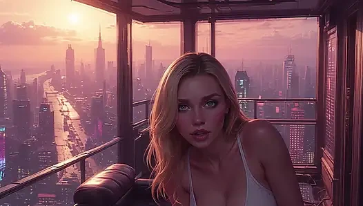 2099 Olivia in the Future Suggestive Teasing showing her Ample Cleavage Part 1