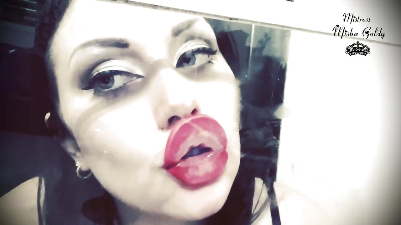 Red lips prints over glass & frenchkissing