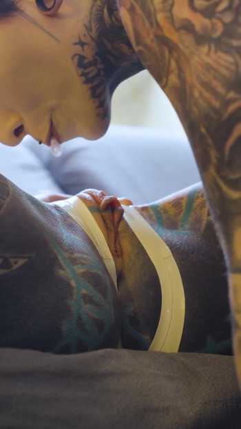 Inked Burlesque Vixens Ass fucking Strap-on | Clip 1