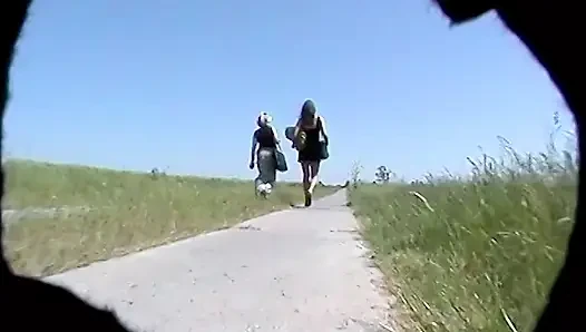 Mother Daughter Outdoor Anal Fuck with Dildo
