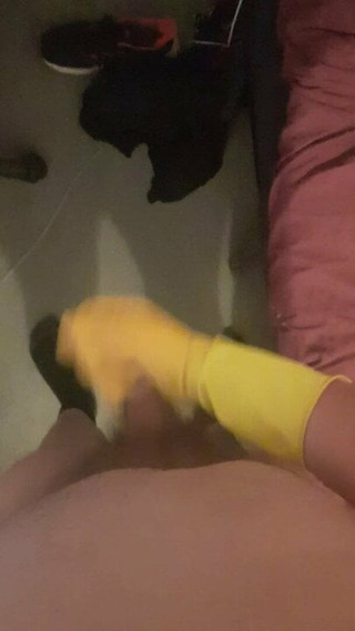 Cum on marigold gloves