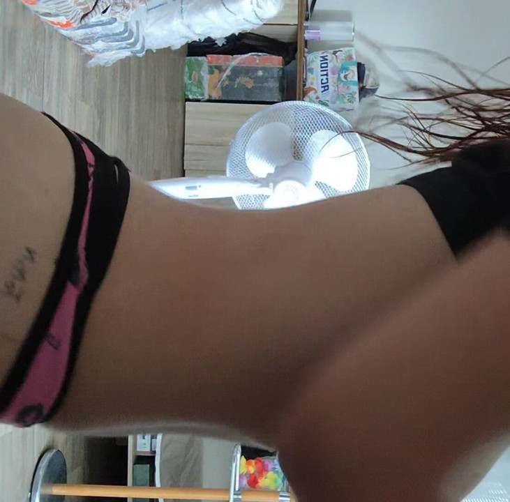 Eighteen-year-old shows off in front of the camera