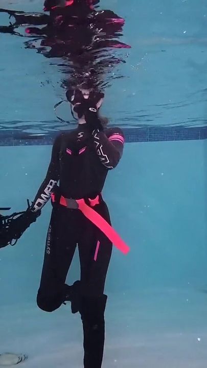 Underwater Wetsuit Dominatrix Tease in Heels