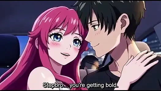 Stepsister seduce stepbrother sitting on car back seat
