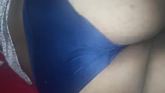Chubby wife shows her buttocks on the bed