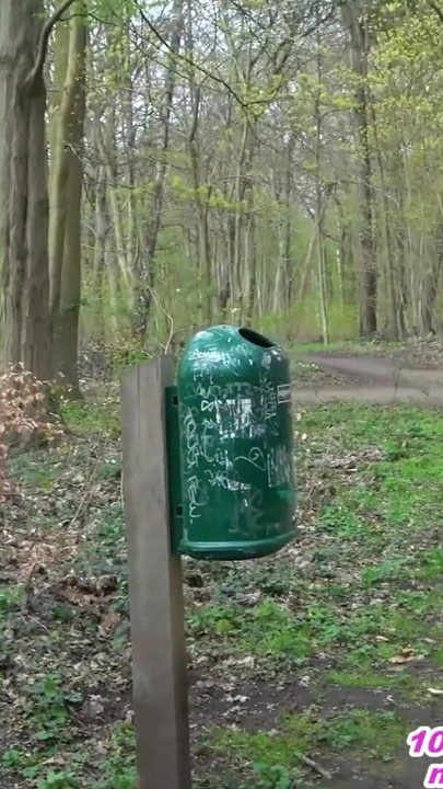 Chubby German milf having an outdoor blowjob in the woods with a stranger man | Clip 1