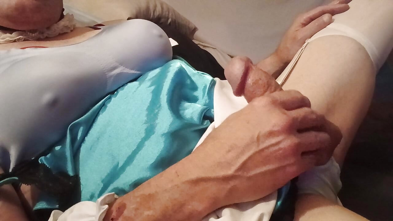 Panty boy plays in Blue