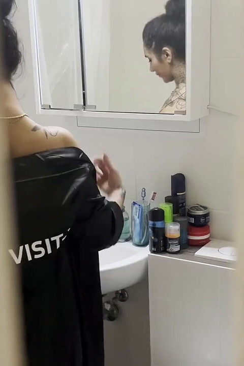 Busty Tattooed MILF Squirts Hard in His Face with Toy