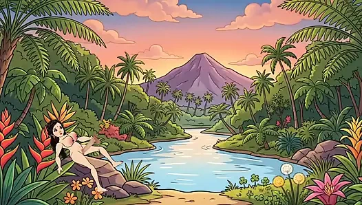 Man fucks woman with big cock in the forest, woman is very happy.