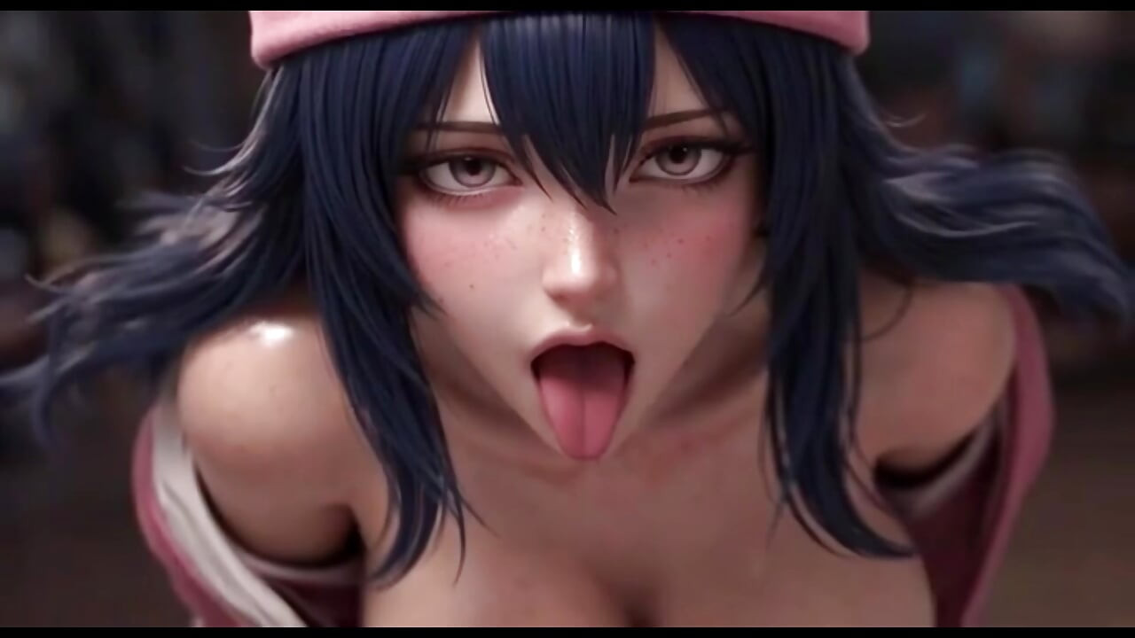 Down Hikari Beanie Girl Oily Tease Crop Top, Red Thong and Chest Play
