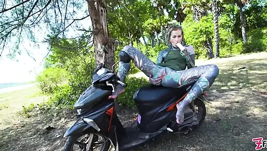Public Solo Anal - Massive Gape, Prolapse, Squirt on Motor Scooter