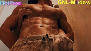 Hot Muscle man in the shower gets nipple played!