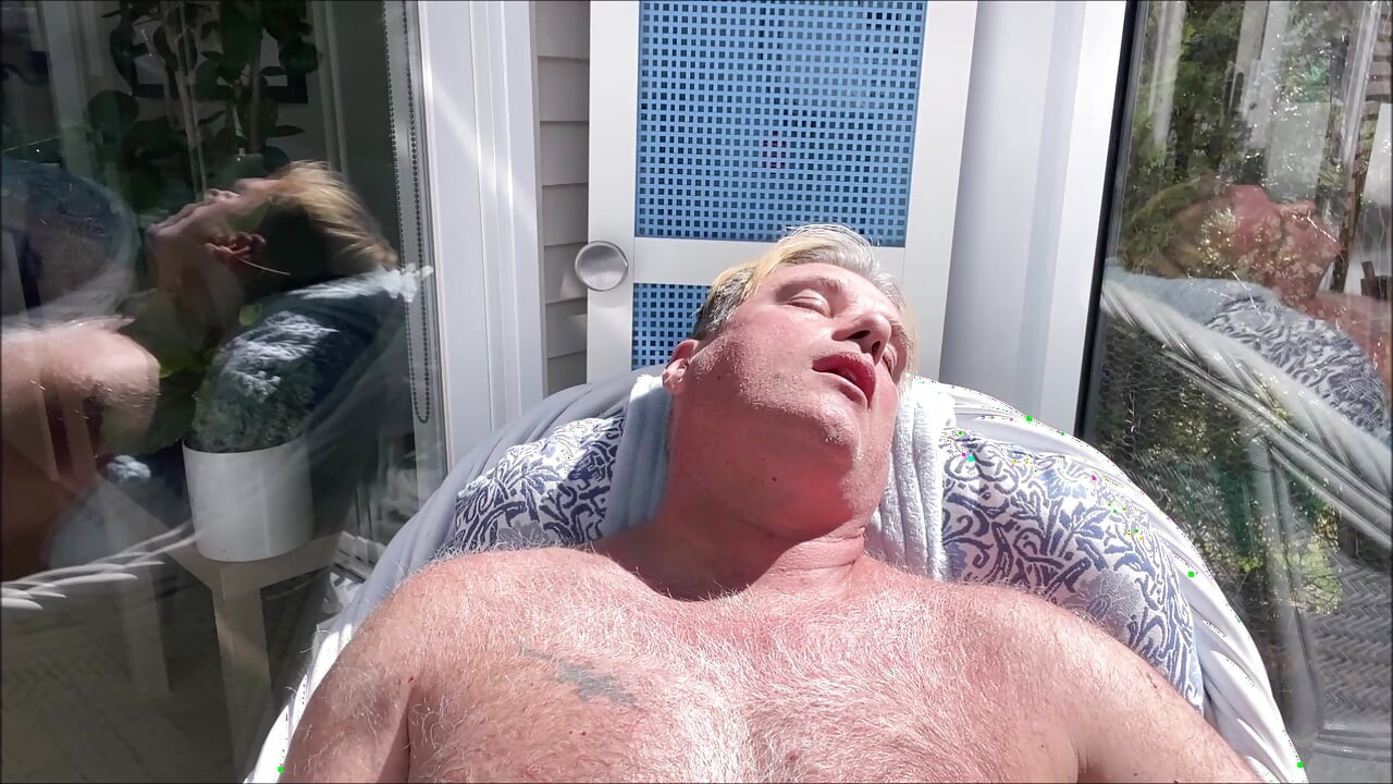 HUNK DADDY BEAR NAKED SUNBATHING IN THE VERANDA 2