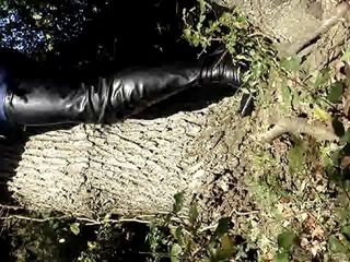 Outside in the woods in my spike heele crotch boots