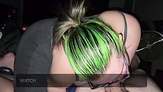 Green Haired Wife Sucks and Fucks