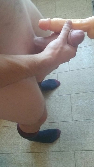 Sticky cockplay with dildo and socks