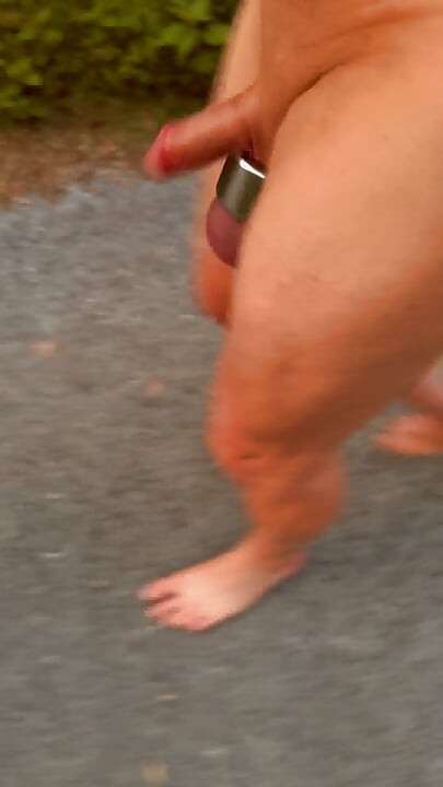 Edging barefoot walk ends with cumshot