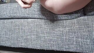 masturbating wet pussy and deep penetration in my sofa alone at home