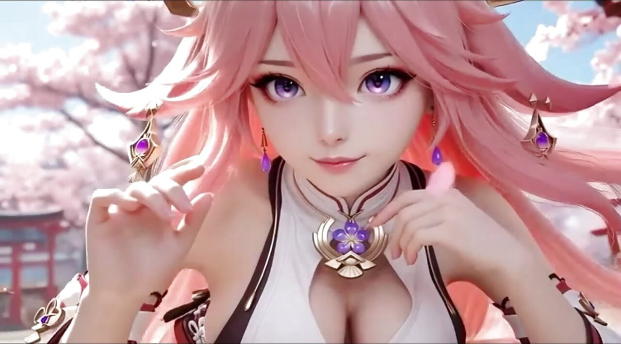 Yae Miko裸体挑逗汇编从性感内衣到大乳房暴露 Genshin 冲击成人动漫