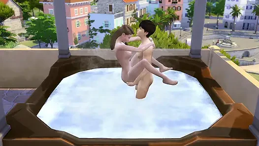 Paar im urlaub nutzen die gelegenheit, im hydro zu ficken. Die Sims