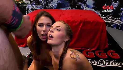 Дикая оргия: Пять возбужденных киски уничтожены двумя жесткими членами