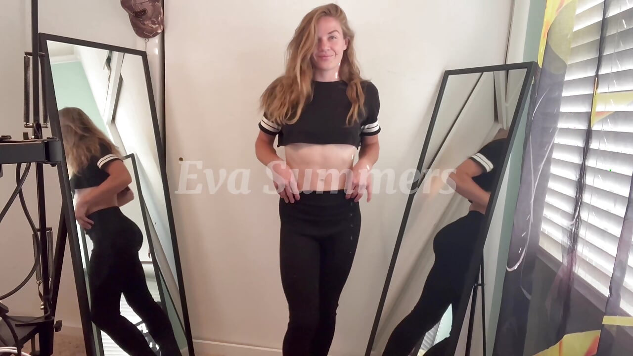Sexy leggings striptease red lace thong apertado pawg Eva Summers
