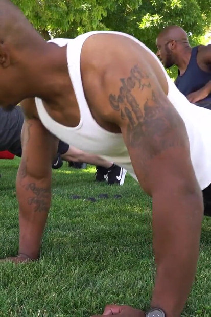 Tyler Price works out and gets worked out by 2 BBC's