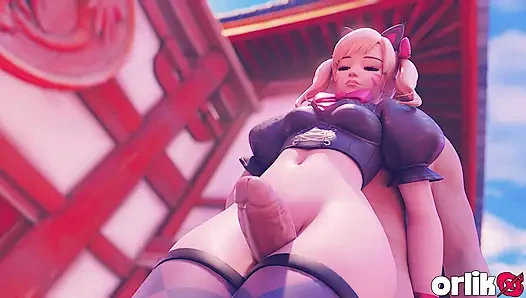 D.Va бедрами на пляже и анальная наездница, кримпай счастливого окончания (3D Анимация Overwatch)