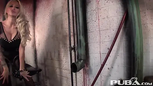 Big boobed Helly plays with herself in the boiler room