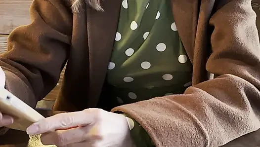 Teasing people with my nipples in a sheer blouse in a restaurant having dinner