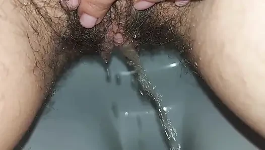 She Peed and Wiped Her Wet, Hairy Pussy