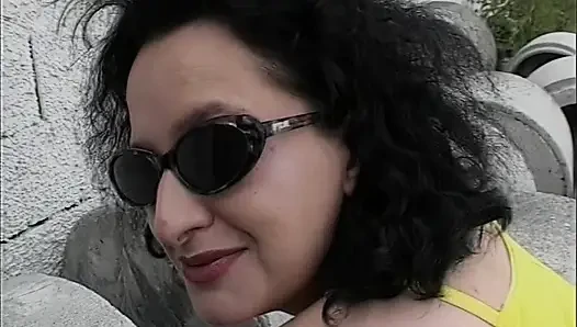 Horny MILF Fucks Two Guys in the Parking Lot