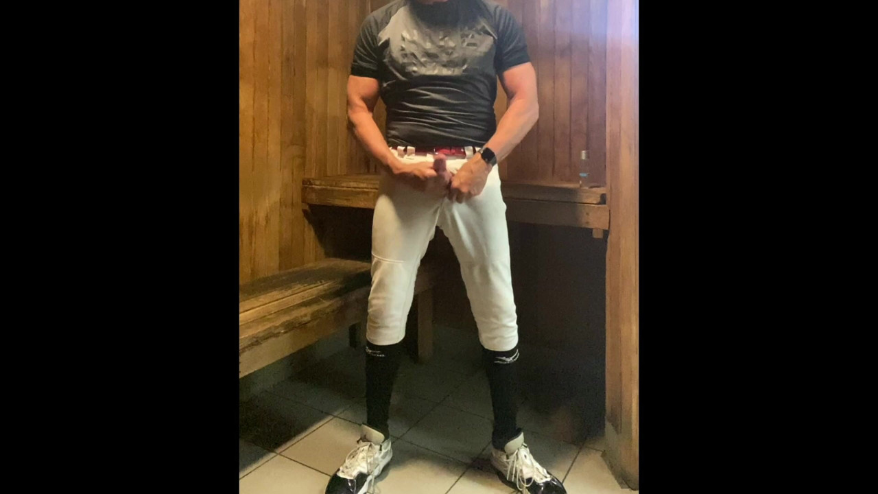 Jacked up Baseball Player DILF JockDad87 Edges in the Sauna