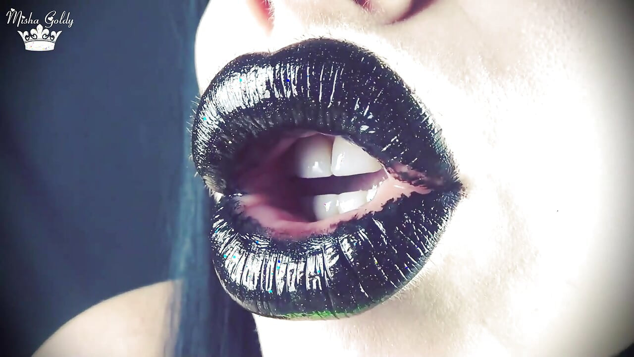 Küsse von schwarzen glänzenden lippen ASMR JOI