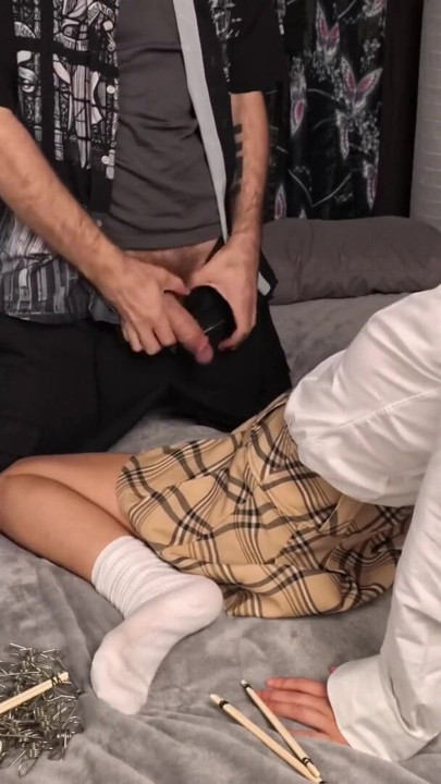 Shibari and chopsticks, blowjob and anal with a nerdy Asian girl | Clip 2