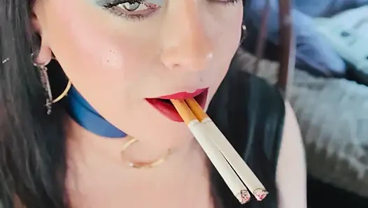 British Wife, Tina Snua, Smoking 2 Cigarettes At Once! Drifting Snap Inhales Smoker Smoke OMI OME
