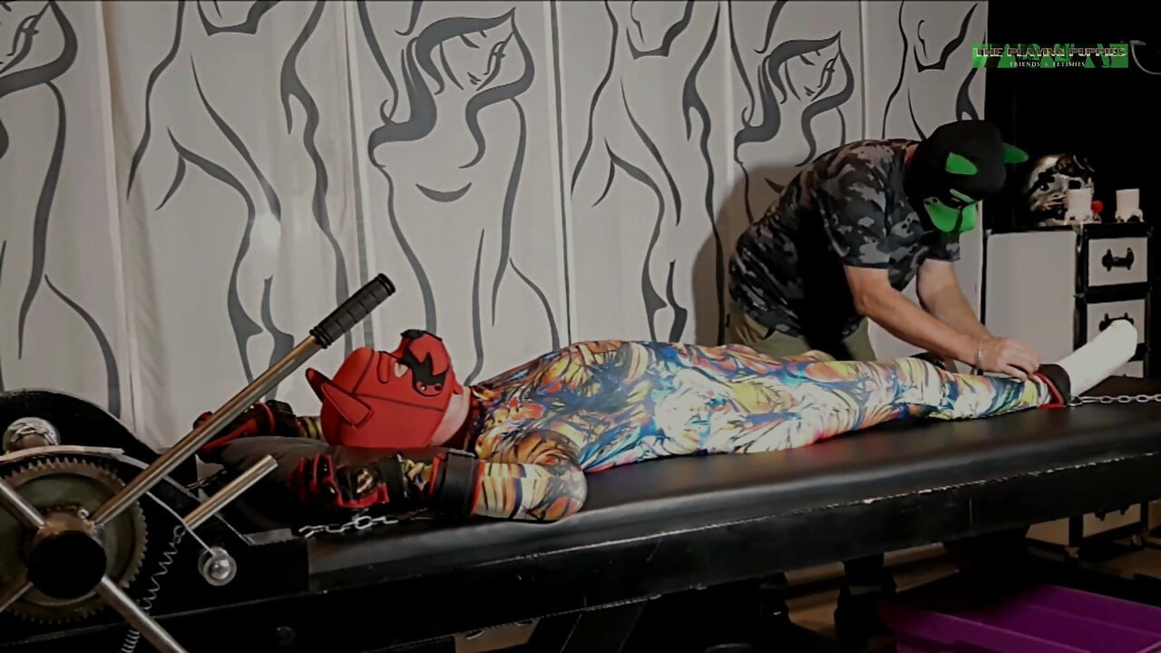 Playing Puppies on the Rack Bondage Cock Teasing Photoshoot