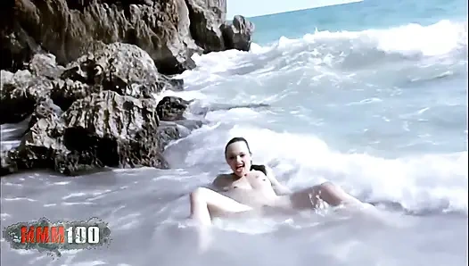 Hot Young Alicya Doing a Strip by the Beach