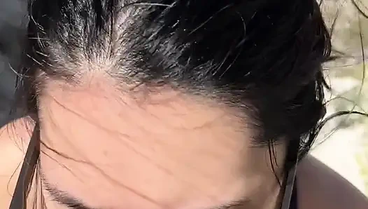 OUTDOOR blowjob while hiking in the desert - AMATEUR WMAF - Cum in Mouth PUBLIC BJ Swallow