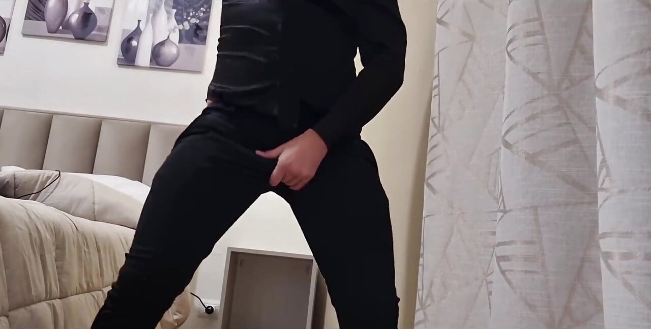 Close-up Wet Cock with Leakage - Elegant - Black Dress - Very Sexy Boy