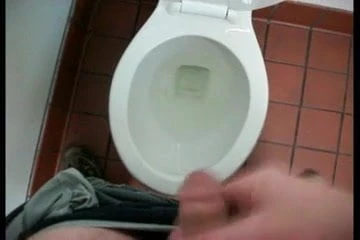 Jerking off in public bathroom with stall door open!