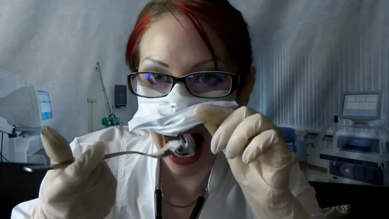 Doctor eating in medical mask and gloves