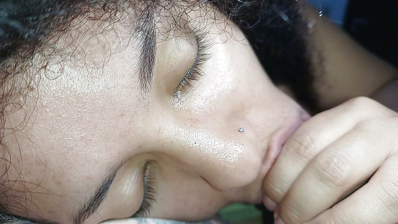 Surreal POV Close-up: Two massive loads slowly overflowing from her mouth-1.She swallows,2.Facial.