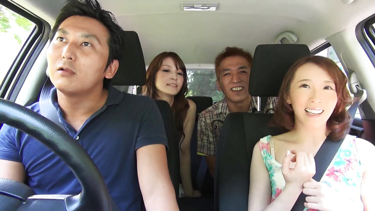 Japanese Foursome - 2 Hot 20yo Hairy Pussy Girls Gangbanged by 2 Studs