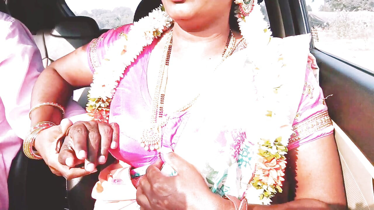 Indian Car Sex Pink Saree Bhabi Try to Fucking with Boy Friend. Telugu Firty Talks.