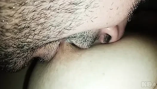 My husband plays and sucks my swollen nipples, I am warmed by the rich sounds he makes when he licks my juicy tits