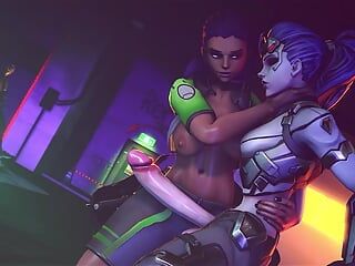 Overwatch pornô masturbando um pau grande e gozando