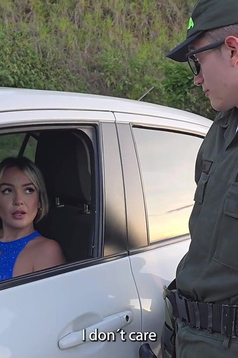 Police Officer Fucks a Beautiful Colombian Woman After Being Caught Masturbating in Her Outdoor Car