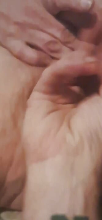 Husband fingers wife's asshole while she rubs her clit